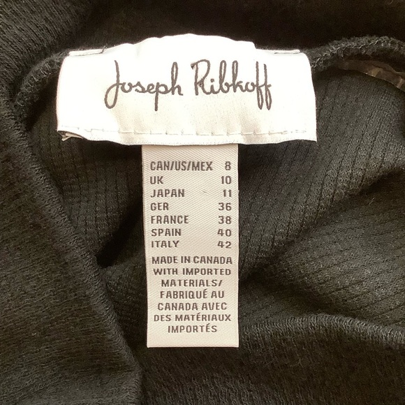 JOSEPH RIBKOFF Black Sweater Dress Faux Leather Details Size 8 - Picture 11 of 14